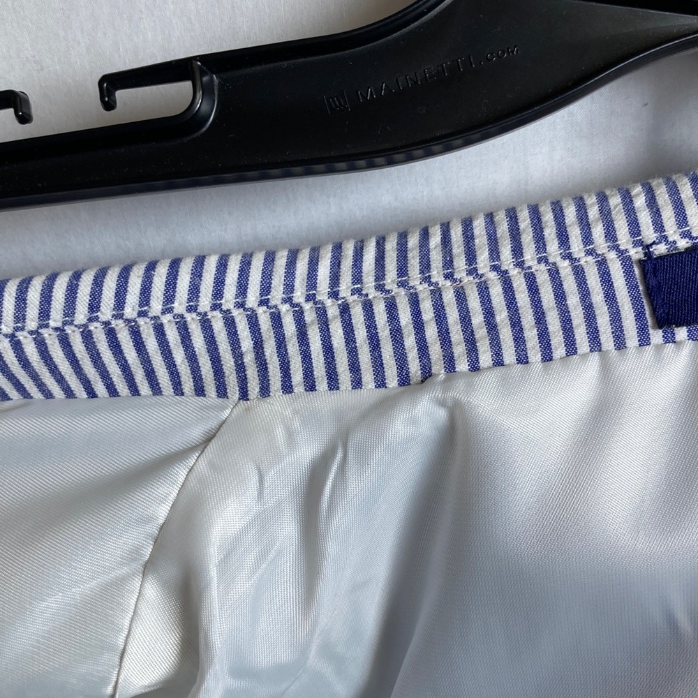 Like New Alan Flusser Classic Puckered Cotton Seersucker in Blue and White 44L - Picture 13 of 16